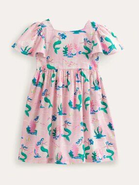Mini Boden Magical Mermaid Ombre Flutter Sleeve Cotton Dress | Pink | 4-5 Years